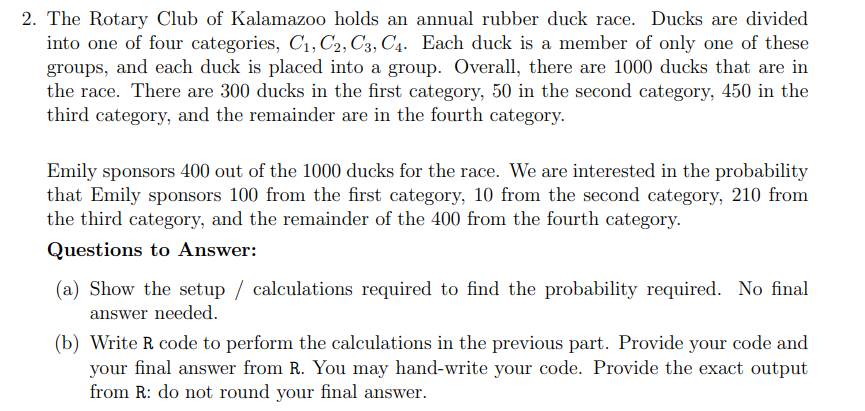 Solved 2. The Rotary Club of Kalamazoo holds an annual | Chegg.com