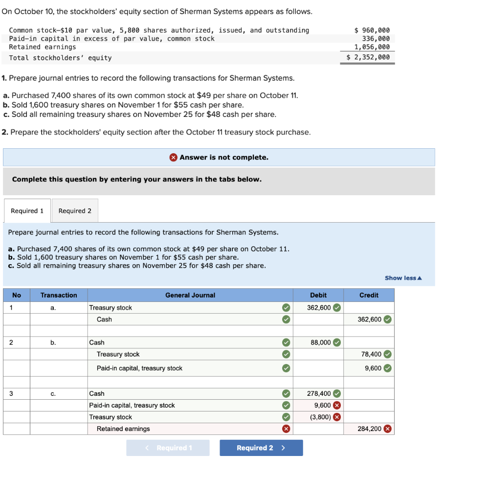 solved-on-october-10-the-stockholders-equity-section-of-chegg