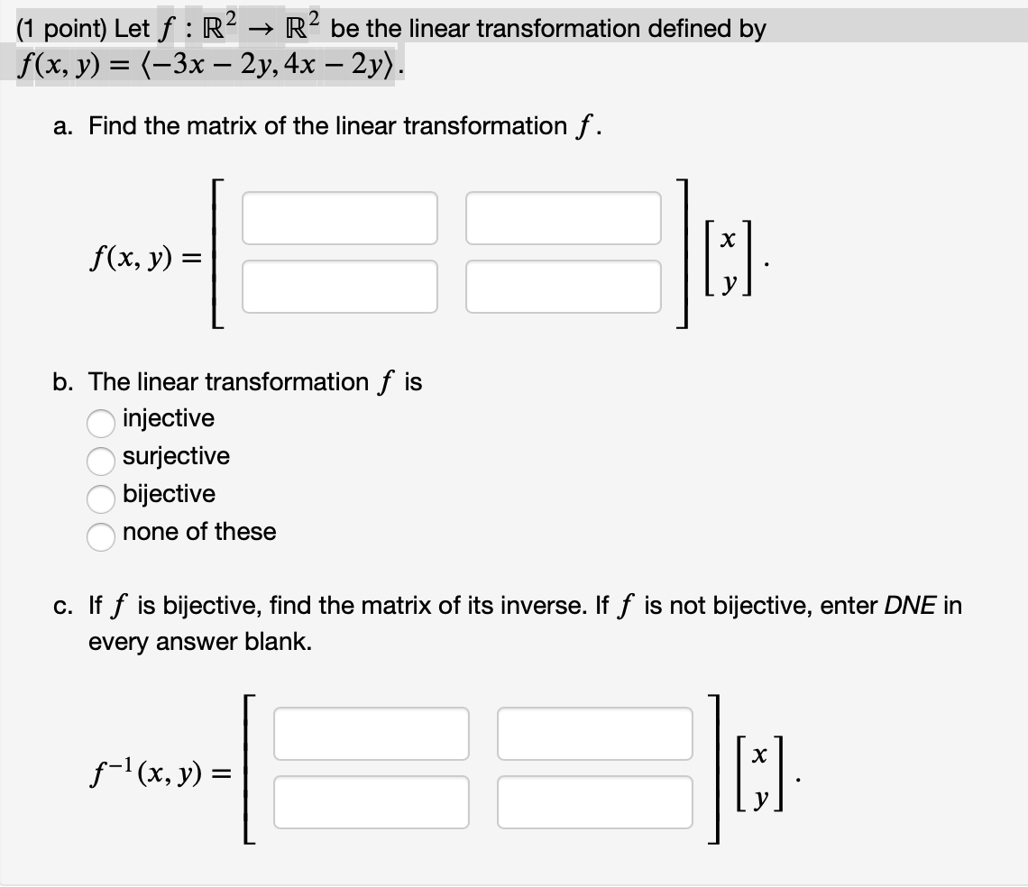 Solved (1 Point) Let F : R2 → R2 Be The Linear | Chegg.com