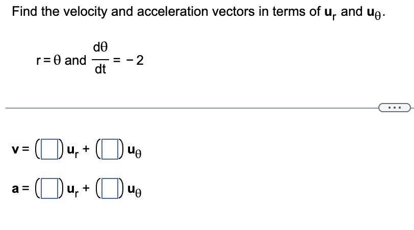 Solved Find the velocity and acceleration vectors in terms | Chegg.com