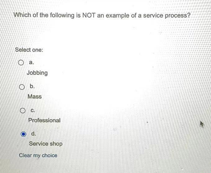 Solved Which of the following is NOT an example of a service | Chegg.com