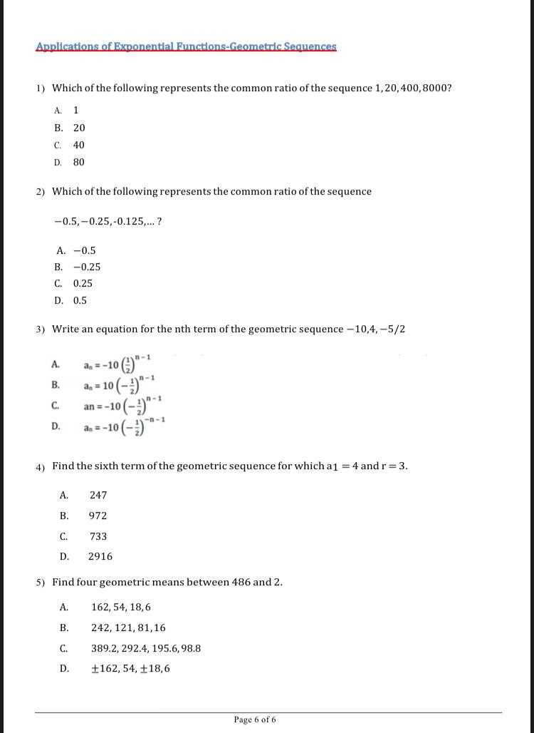 Solved Applications of Exponential Functions-Geometric | Chegg.com