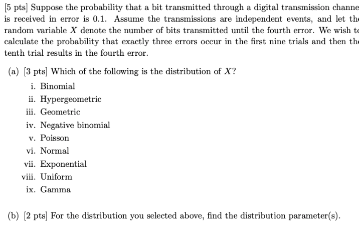 Solved [5 pts) Suppose the probability that a bit | Chegg.com