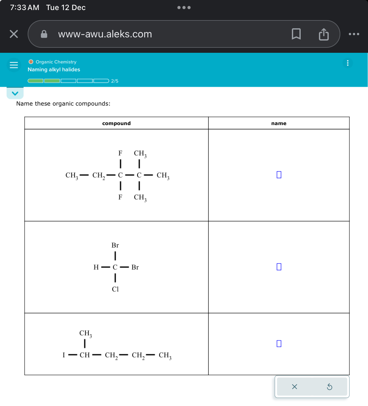 Solved Organic Chemistry Naming alkyl