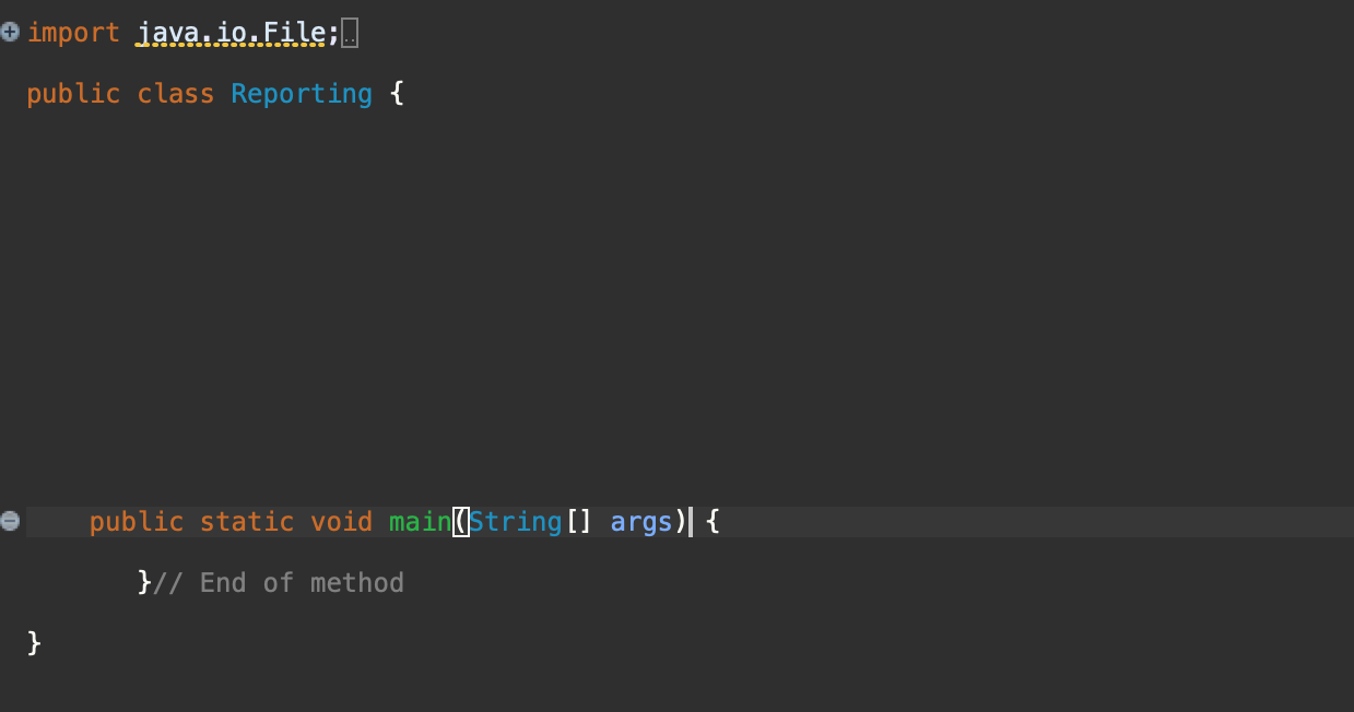 import java.io.File; public class Reporting { public | Chegg.com