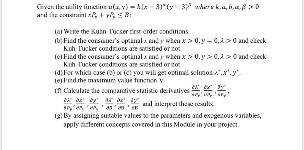 Given The Utility Function U X Y K X 3 Y Chegg Com