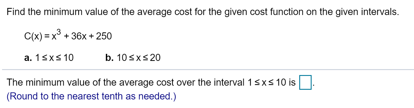 Solved Find the minimum value of the average cost for the | Chegg.com
