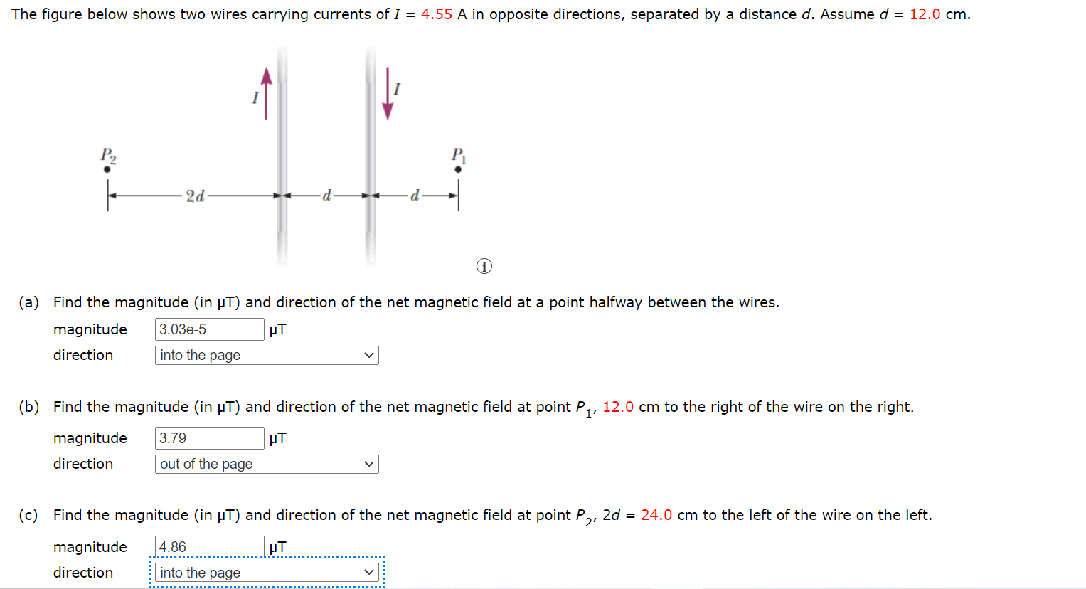 Solved The figure below shows two wires carrying currents of