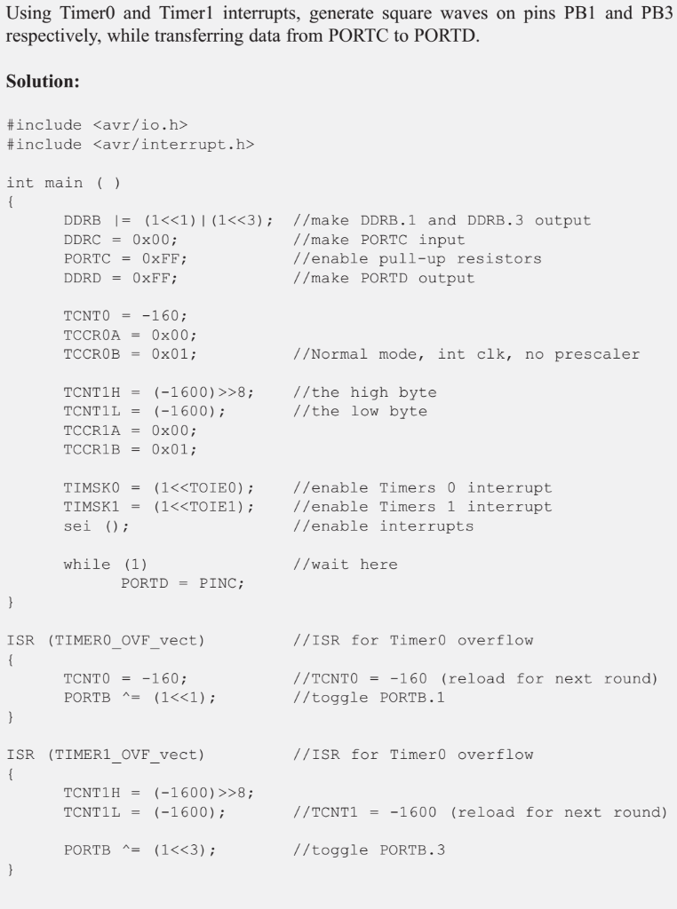 Using Timero and Timerl interrupts, generate square | Chegg.com
