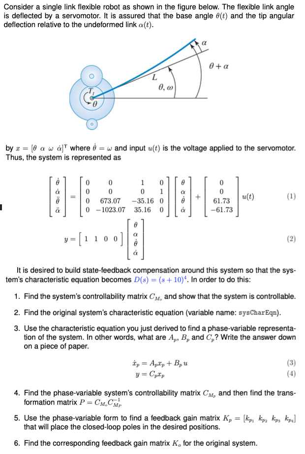 Solved Consider a single link flexible robot as shown in the | Chegg.com
