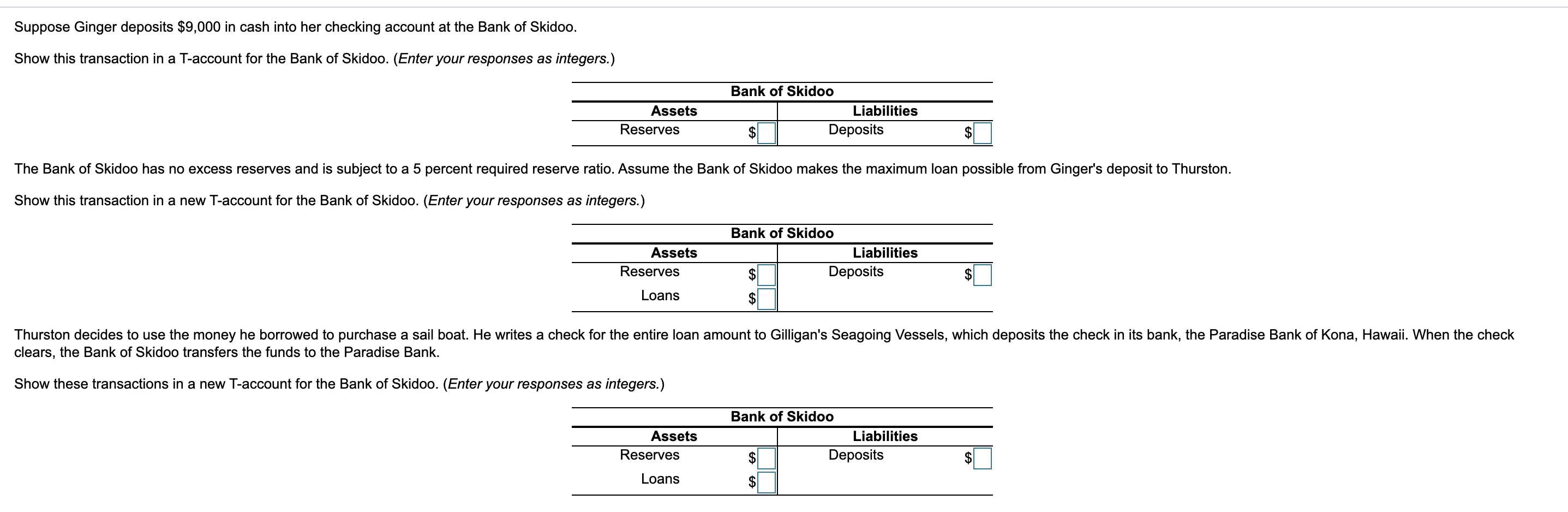 Solved Suppose Ginger deposits 9,000 in cash into her