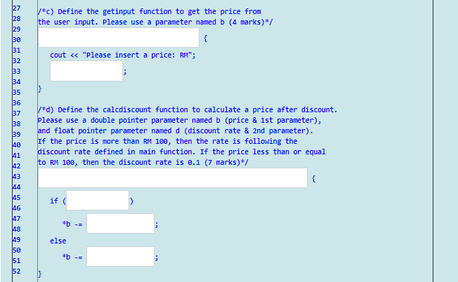 Solved 1 2 3 4 Given an incomplete program below, complete | Chegg.com