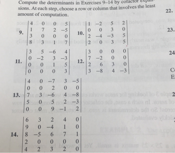 Solved Compute the determinants in Exercises 9-14 by | Chegg.com