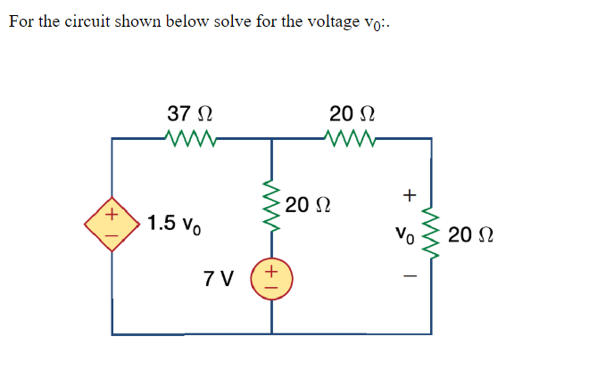Solved For the circuit shown below solve for the voltage | Chegg.com