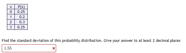 Solved Find the standard deviation of this probability | Chegg.com