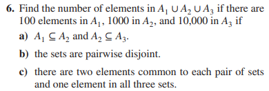 Solved 6. Find the number of elements in A1∪A2∪A3 if there | Chegg.com