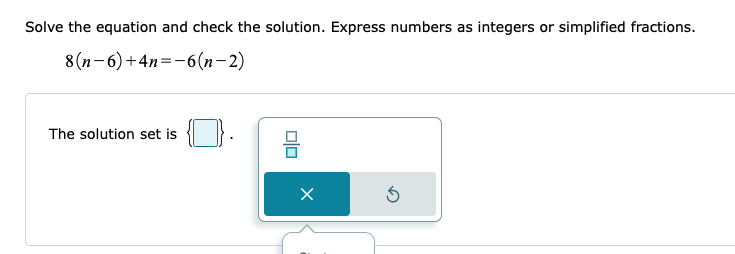 Solved Solve the equation and check the solution. Express | Chegg.com