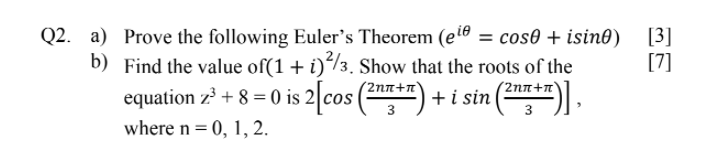 Solved [3] [7] Q2. a) Prove the following Euler's Theorem | Chegg.com