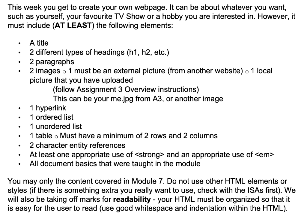 Solved This week you get to create your own webpage. It can | Chegg.com