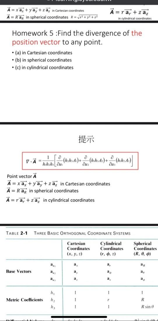 Solved A = x ax + y ay + z az in Cartesian coordinates A = | Chegg.com