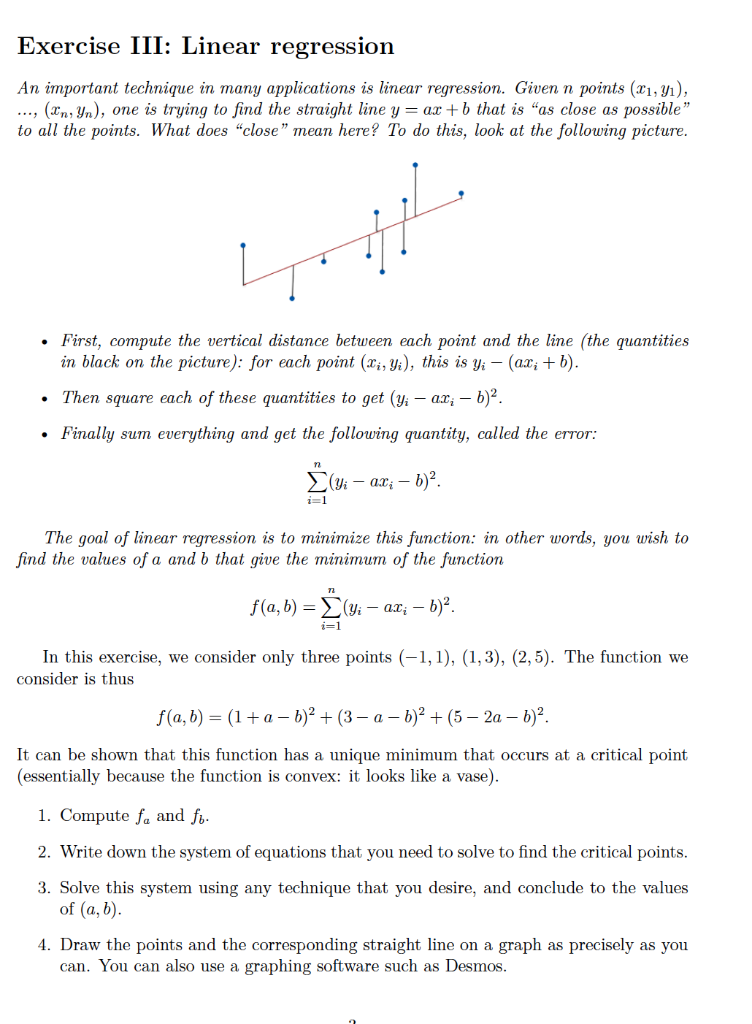 Solved 2 Exercise III: Linear regression An important | Chegg.com