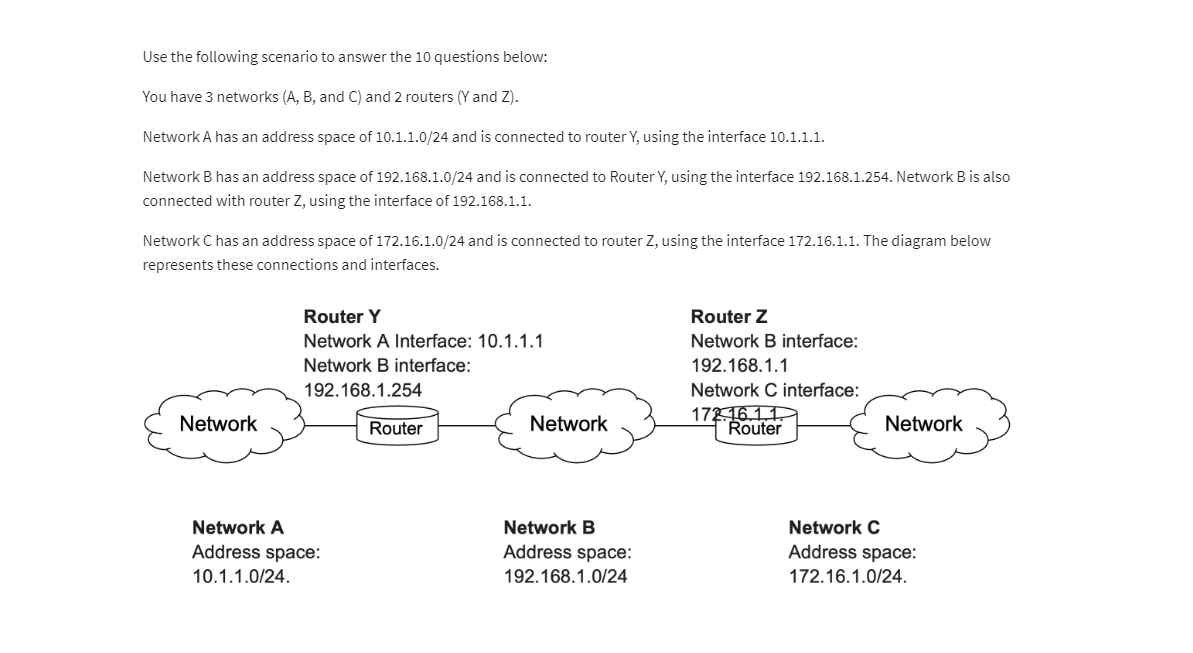 Solved Use the following scenario to answer the 10 questions | Chegg.com