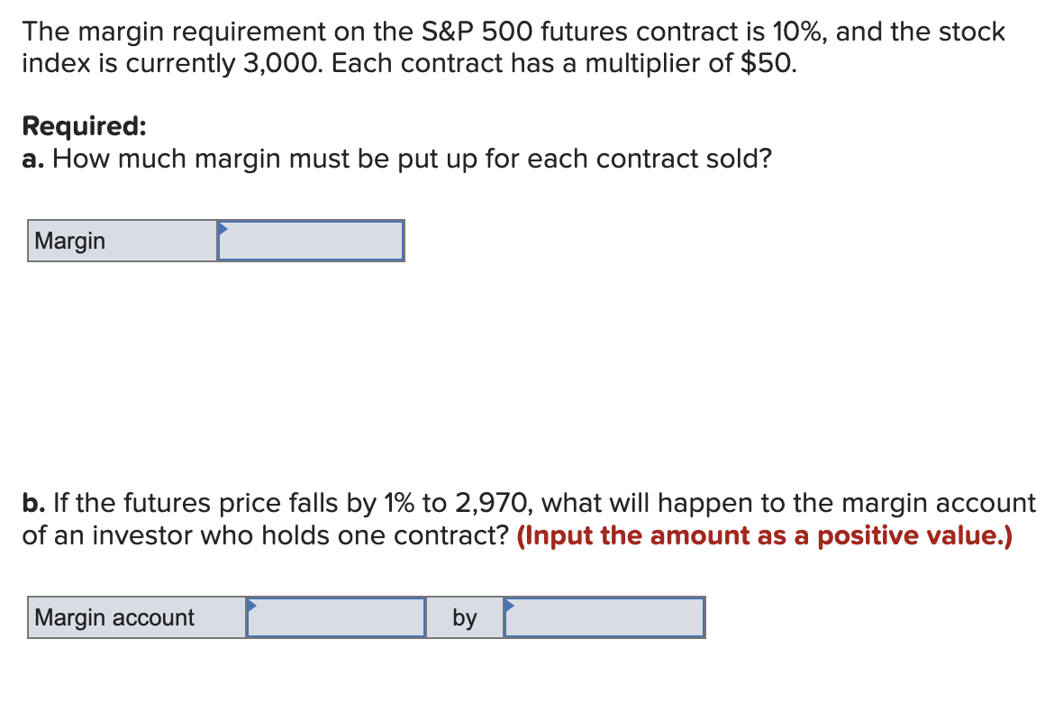 Solved The margin requirement on the S\&P 500 futures | Chegg.com