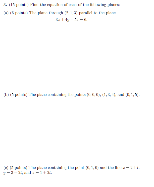 Solved 3. (15 points) Find the equation of each of the | Chegg.com