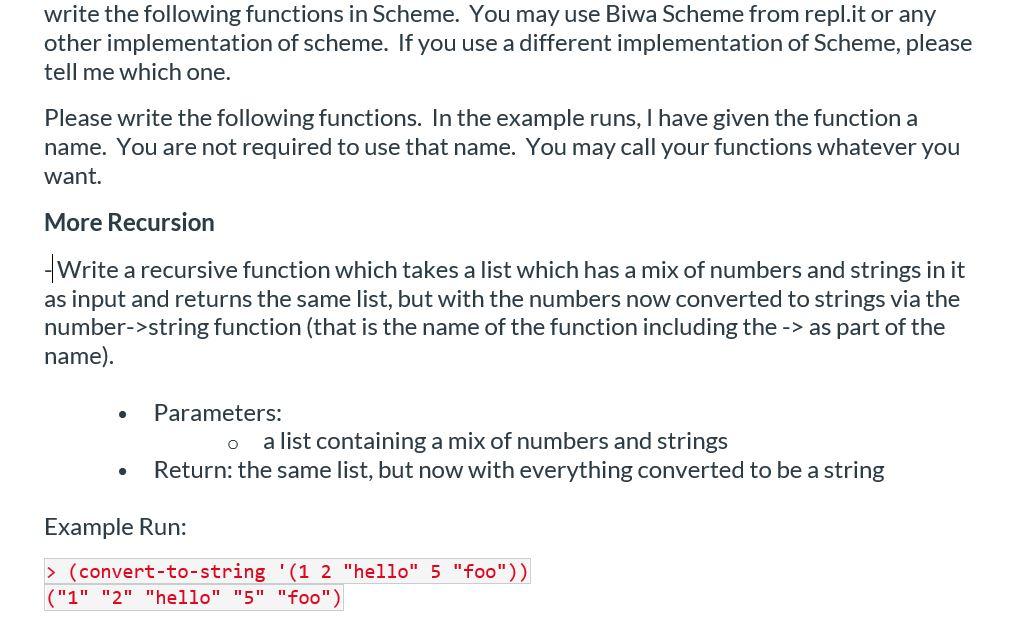 Solved write the following functions in Scheme. You may use | Chegg.com