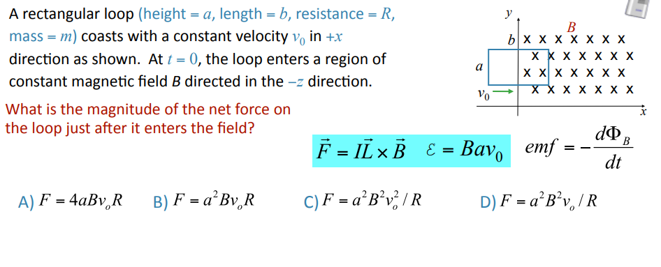 Solved A A Rectangular Loop Height A Length B Resi Chegg Com