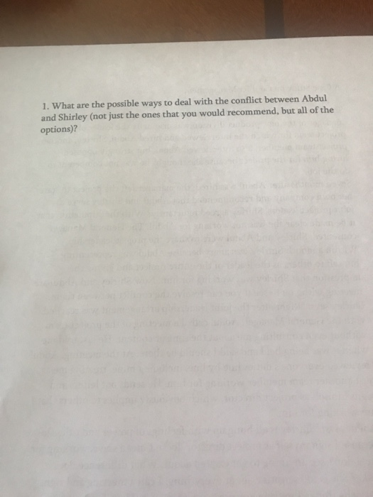 a case study on conflict management shirley and abdul