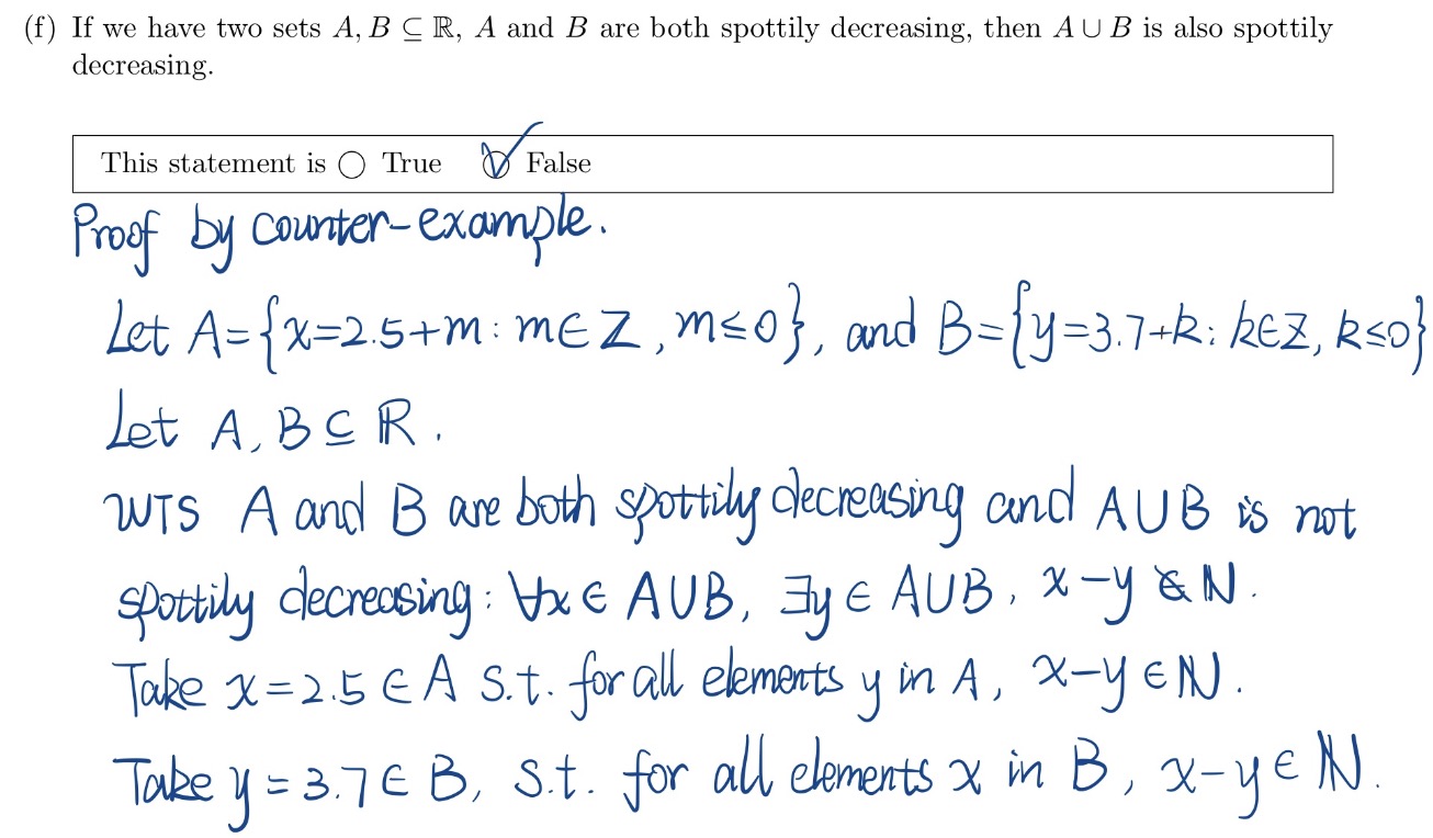 Solved f) If we have two sets A,B⊆R,A and B are both | Chegg.com