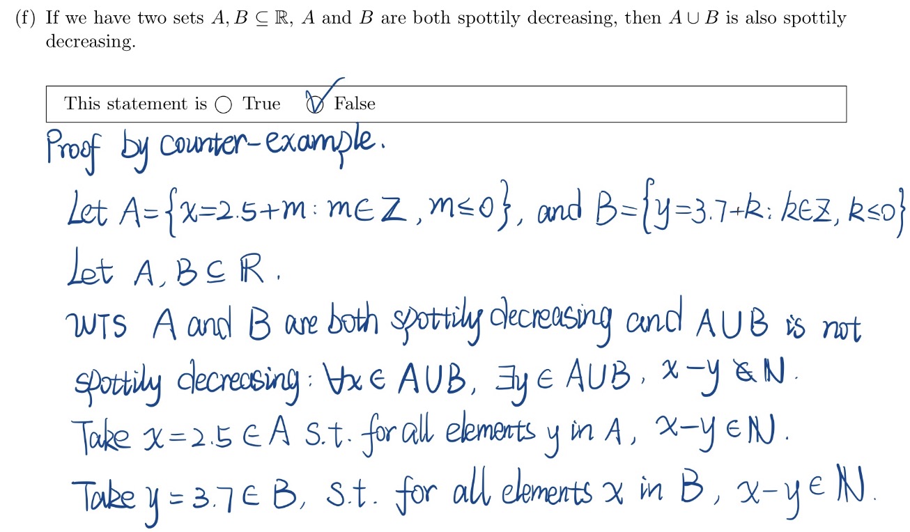 Solved F) If We Have Two Sets A,B⊆R,A And B Are Both | Chegg.com