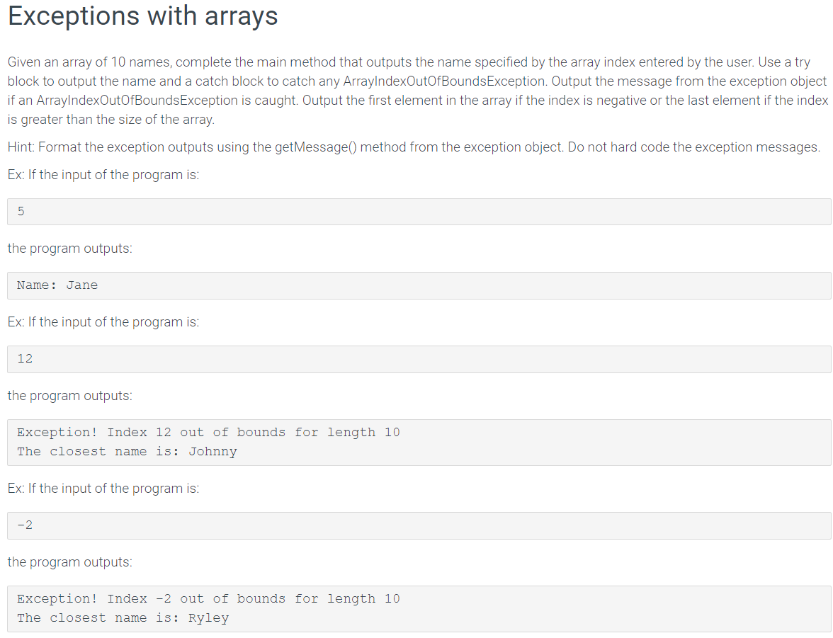 Solved Given an array of 10 names, complete the main method | Chegg.com