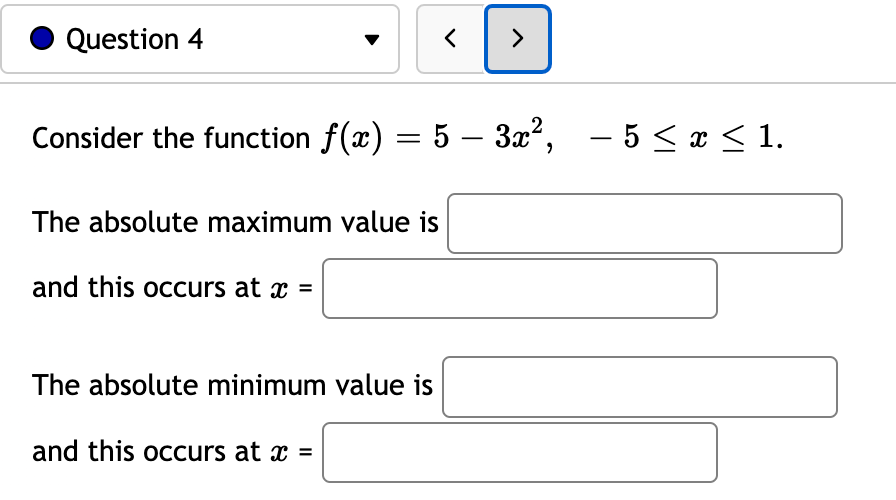 Solved Question 4 Consider the function f(x) = 5 – 3x², | Chegg.com