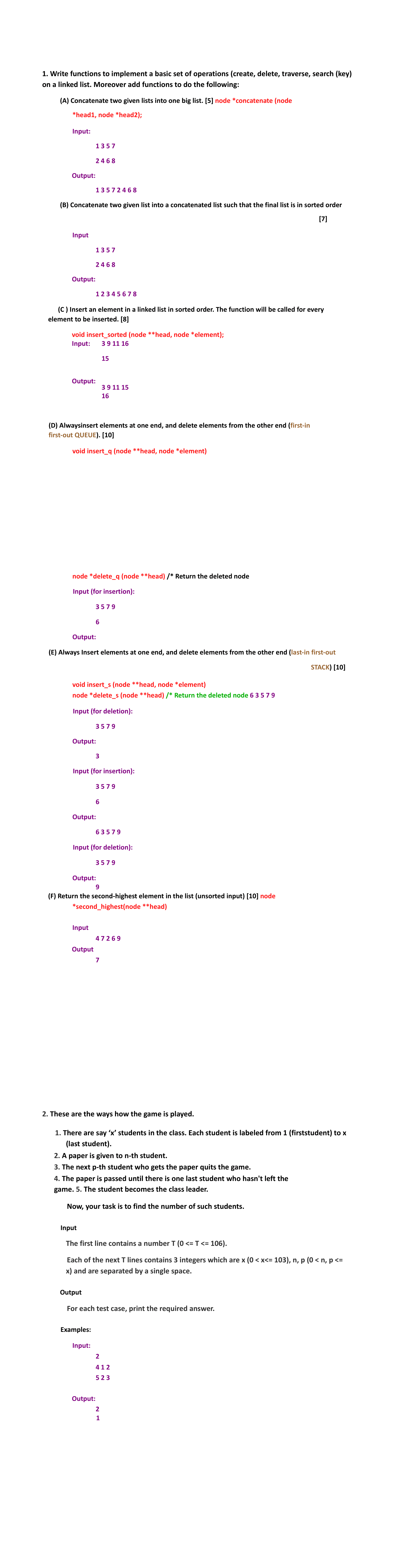 Solved Write functions to implement a basic set of | Chegg.com