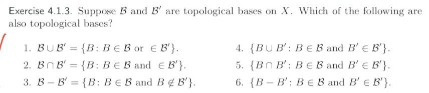 Solved Exercise 4.1.3. Suppose B And B' Are Topological | Chegg.com