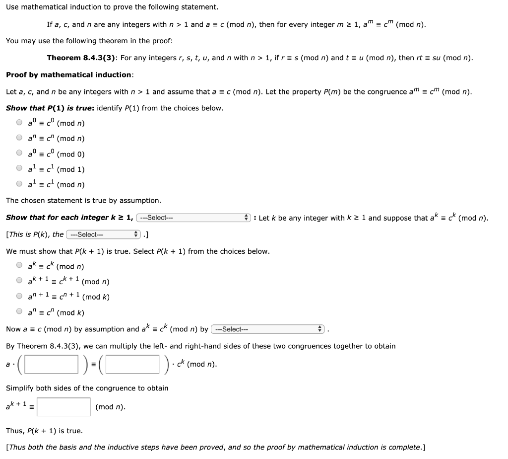 Solved Use Mathematical Induction To Prove The Following Chegg Com