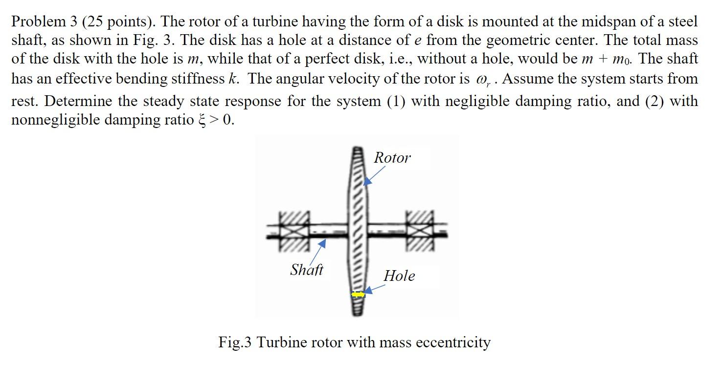 Solved Problem 3 (25 points). The rotor of a turbine having