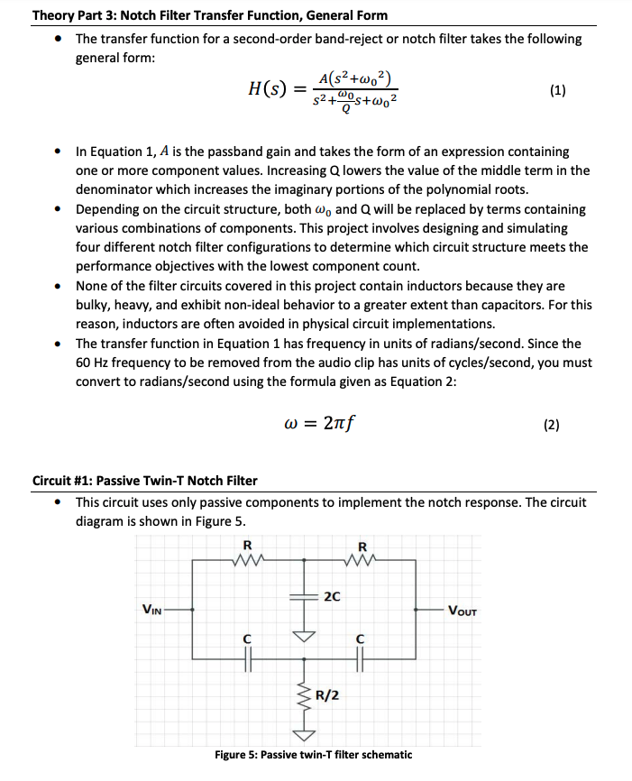 Theory Part 3 Notch Filter Transfer Function,