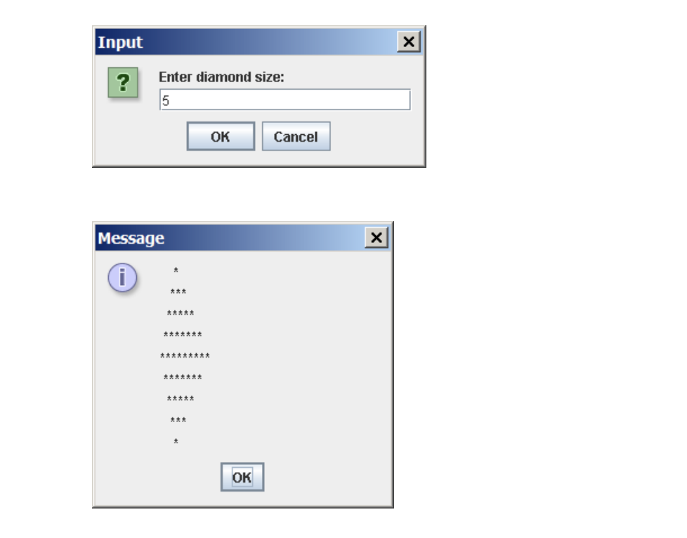 Solved Help me write a java GUI program that print diamond | Chegg.com