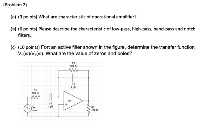 Solved (a) (3 Points) What Are Characteristic Of Operational | Chegg.com