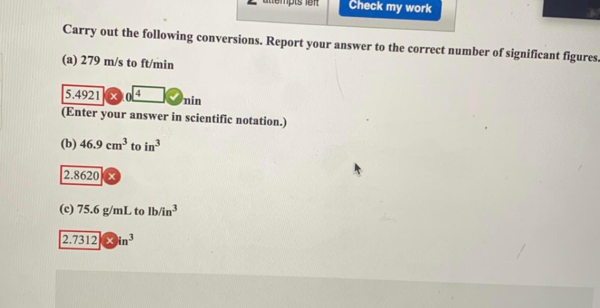 Solved Pis Lert Check My Work Carry Out The Following Chegg