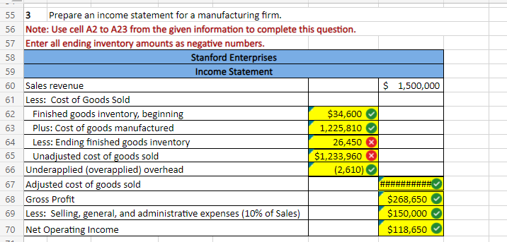 Solved 553 Prepare an income statement for a manufacturing | Chegg.com