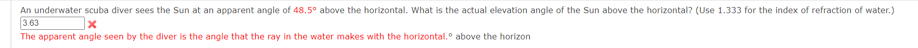 Solved 3.6i The apparent angle seen by the diver is the | Chegg.com