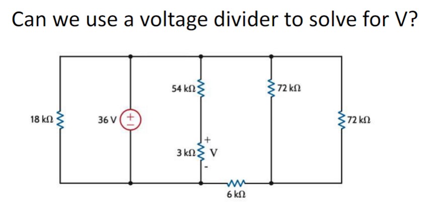 Solved Can we use a voltage divider to solve for V ? | Chegg.com