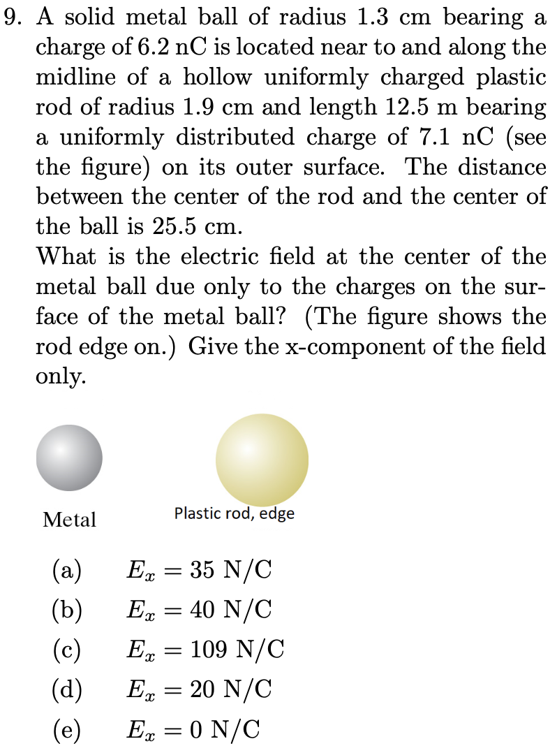 Solved A solid metal ball of radius 1.3 cm bearing a charge