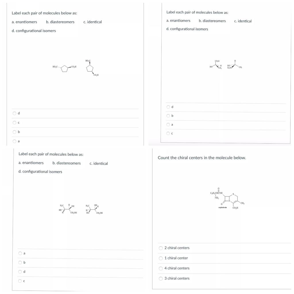 Solved Label each pair of molecules below as: Label each | Chegg.com