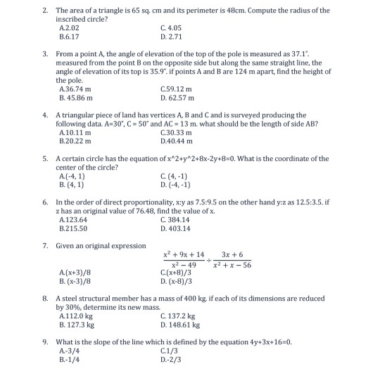 Solved 2. The Area Of A Triangle Is 65 Sq. Cm And Its 