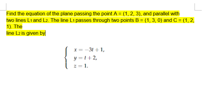 Solved Find The Equation Of The Plane Passing The Point 7346